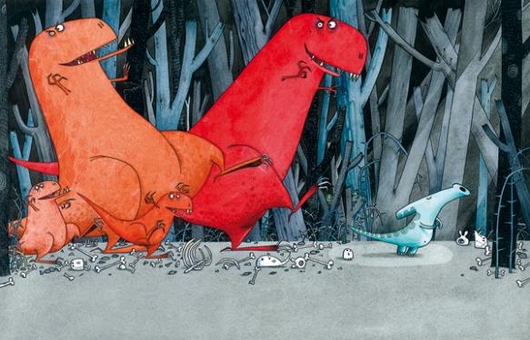 'up with hunting up with war' from 'tyrannosaurus-drip' by julia donaldson ©2007 macmillan